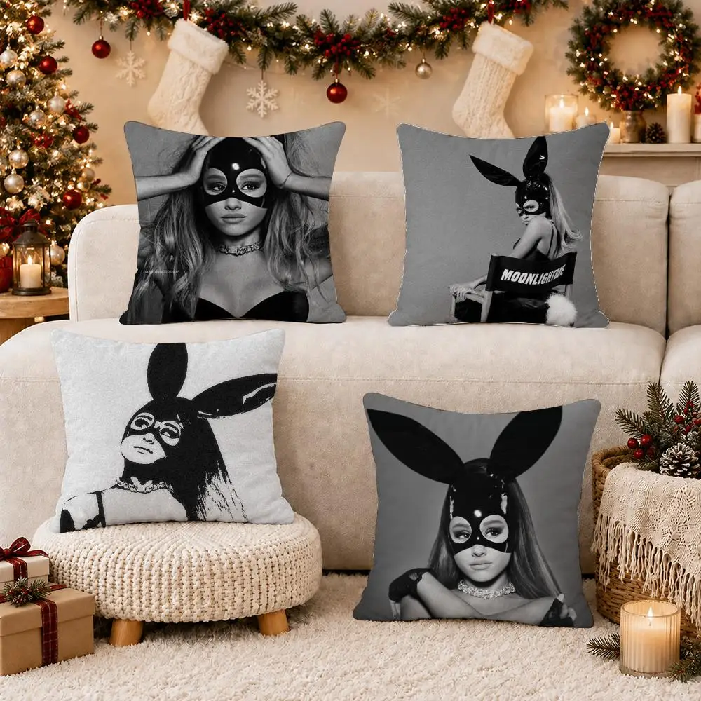 Singer A-Ariana Grande Cushion Cover Soft Short Plush Pillow Case Cushion Cover for Living Room Sofa Decor