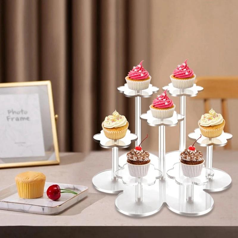 Dudukan Display akrilik untuk angka, peninggi layar 7 tingkat untuk koleksi, dudukan cupcake akrilik untuk tampilan permen kue