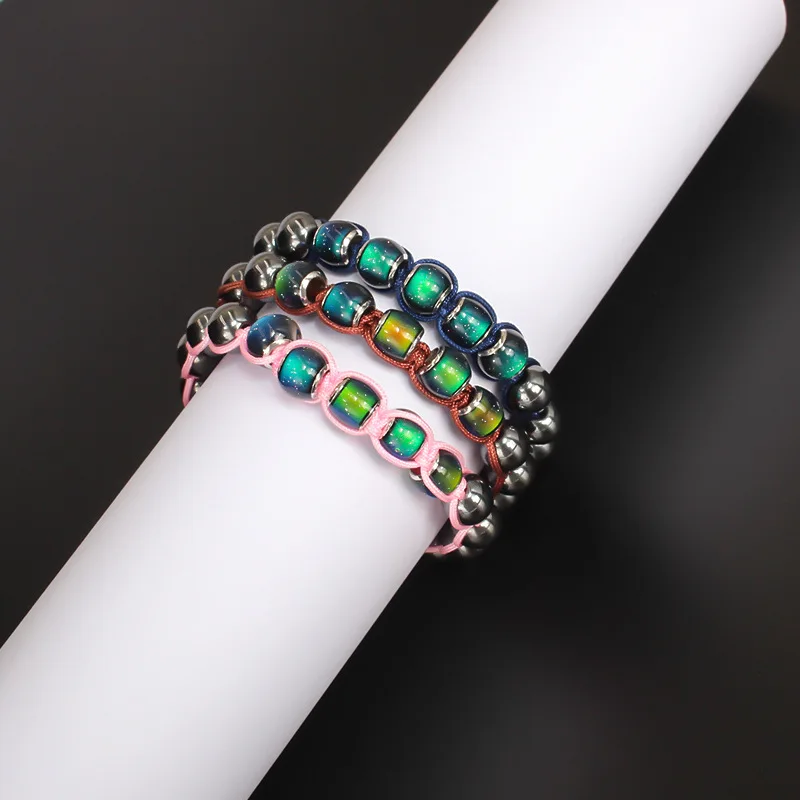 Hand-Woven Black Magnetite Bracelet for Women Temperature-Sensing Gradient Color-Changing Bead Bracelet​s 2025 Lucky Jewelry