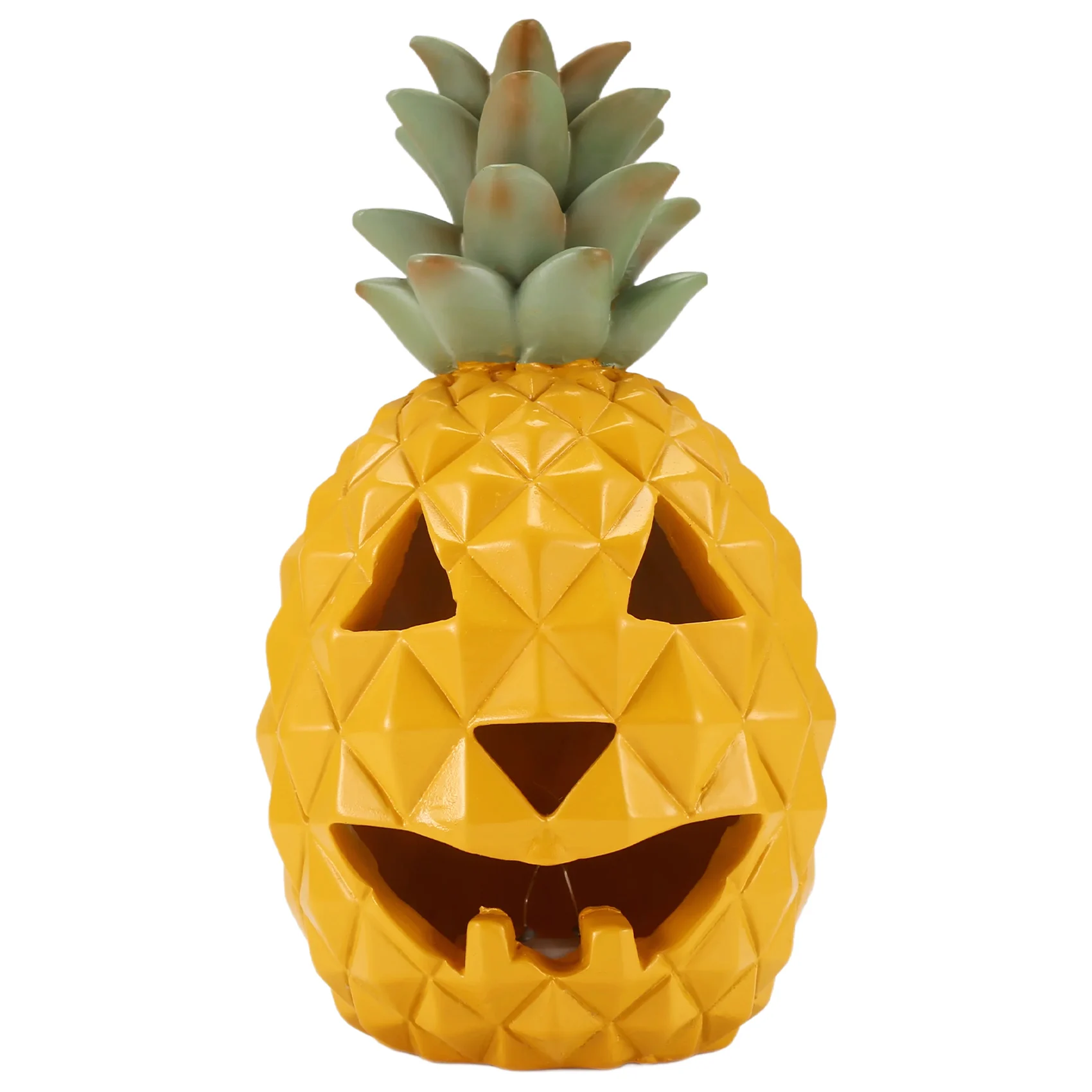 Pineapple Lantern - Yellow Light Halloween Pineapple Lantern Decoration Resin Pineapple Lantern with Inner Light