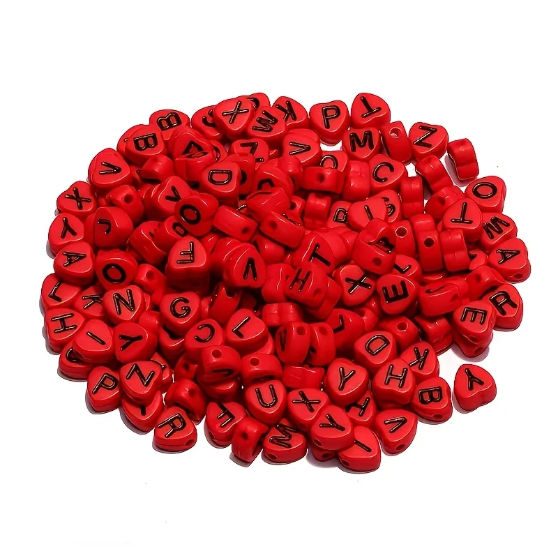 4x7mm 220/440pcs red heart-shaped letter beads, used for making accessories such as bracelets, necklaces, earrings view 2