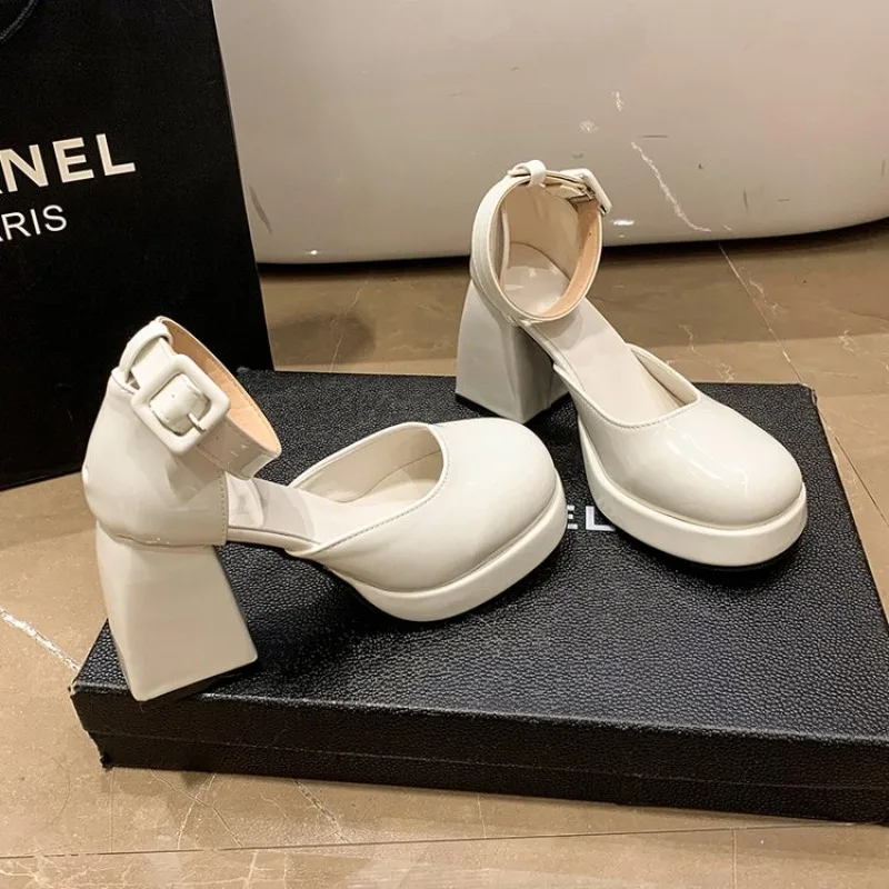 

Hot Seller 2025 new Platform Pumps Chunky Heel Ankle Strap Shoes Spring Summer Fashion Sexy Mary Janes Wedding Shoes Pumps
