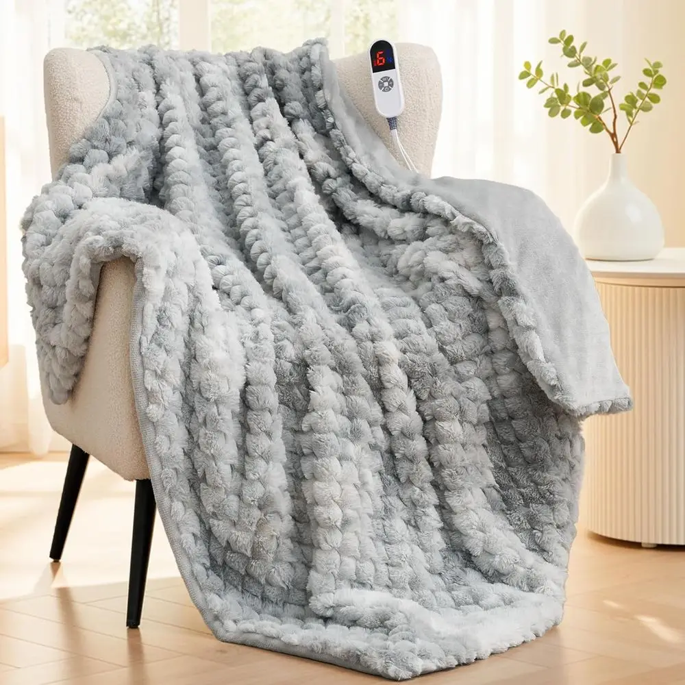 

Электрическое одеяло с подогревом 50x60 дюймов, с 3D-рисунком гортензии в стиле тай-дай, роскошное, с имитацией меха кролика, 6 режимов нагрева, 1-4 часа работы