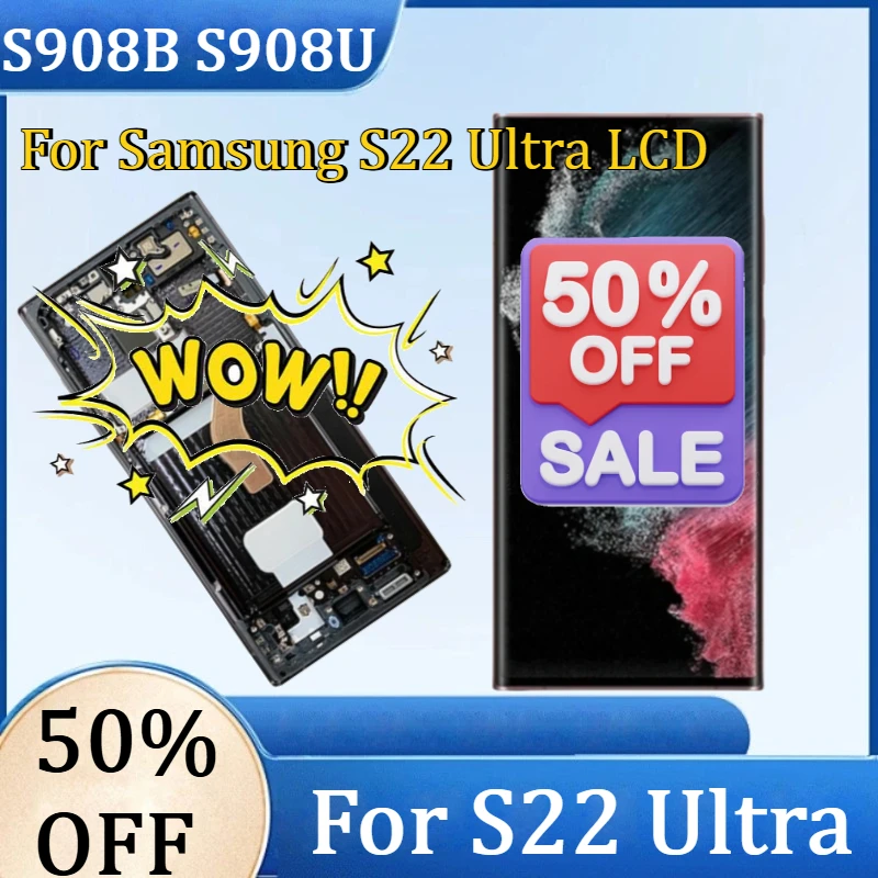 

For Samsung S22 Ultra LCD Display Touch Screen Digitizer with Frame For Samsumg Galaxy S22Ultra 5G New S908B S908U Screen