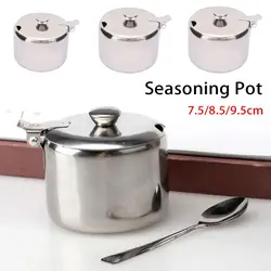 1Pcs Mini Sugar Container with Lid Spoon Sauce Cans Sugar Jam Salt Pot Seasoning Pot Spice Storage Jar Kitchen Supplies
