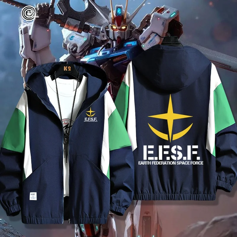 

Collaboration Edition Earth Federation Anhui Men's Jaet Coat Autumn Winter Polyester Long Sve Loose Fit Youth Faion