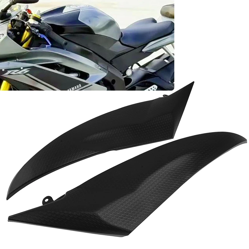 Motorcycle Tank Side Fairing Panels Black Matte Gas Fuel Tank Cover Trim for Yamaha YZF R6 YZFR6 2006 2007 Left Right Side Cowl