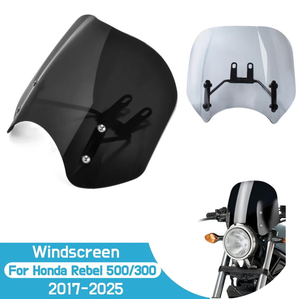 

For Honda Rebel CM CMX 300 500 2017-2026 CMX300 CMX500 Windshield Windscreen Motorcycle Wind Deflector Shield Screen Accessories