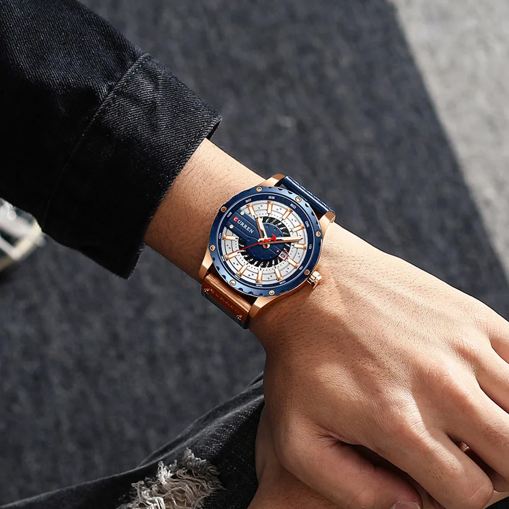 Calendar watch simple business Watches Brand Fashion Leather Wristwatch Casual Quartz Men's Watch New Chic Luminous hands Clock image 4