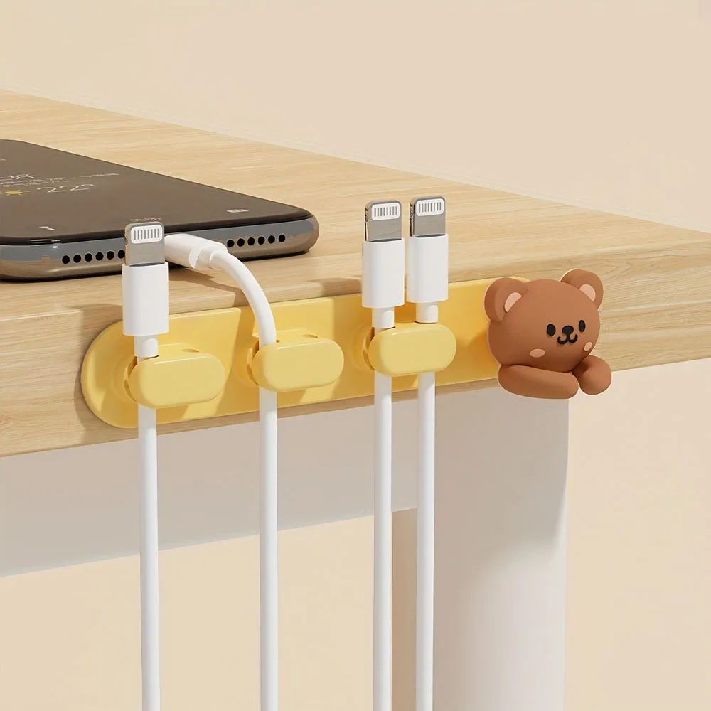 Desktop Cute Cable Organizers Holder Clips Winder Clips Desk Self-Adhesive Mobile Phone Data Cable Management Wire Cord Holder