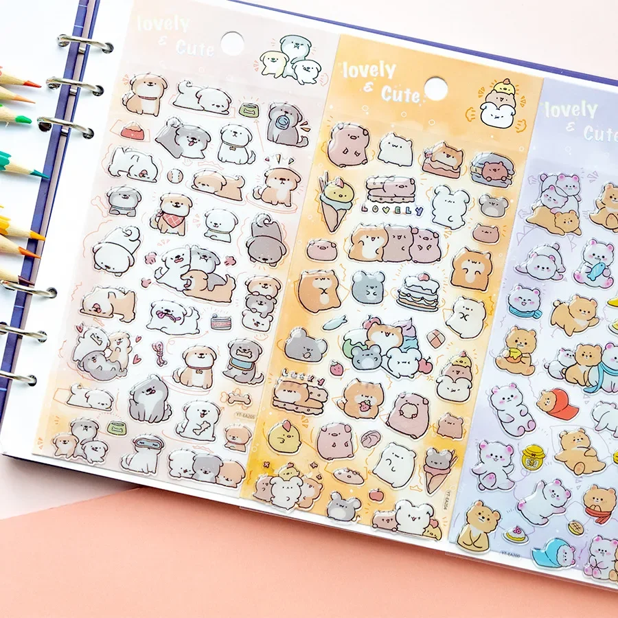 3D Crystal Shiba Cat Dog Puffy Stickers for Kids DIY Craft Laptop Phone Case Scrapbook Album Decor Supply