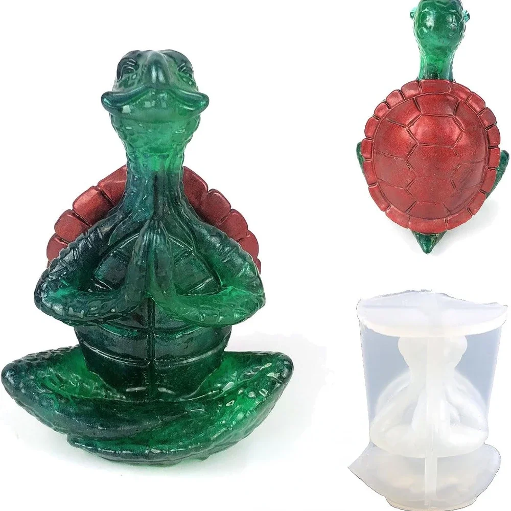 

Large 3D Yoga Turtle Candle Silicone Molds DIY Handmade Unique Cute Hands Together Turtle Plaster Epoxy Resin Mold Home Decor