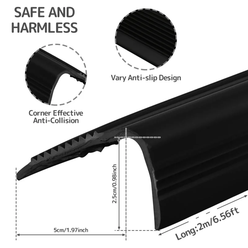 1 Roll Stair Edge Protector Soft PVC Non-Slip Stair Nose Edging L-Shape Self-Adhesive Step Edge Trim Strips 2m Step Protector