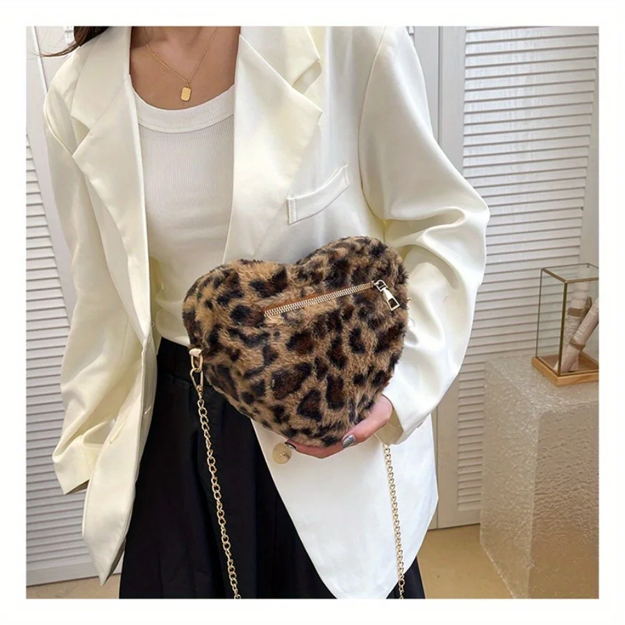 Leopard Love Mini Shoulder Bag Autumn Plush Temperament Crossbody Bags Valentine\'s Day Gift Birthday Gifts Ladies Supplies