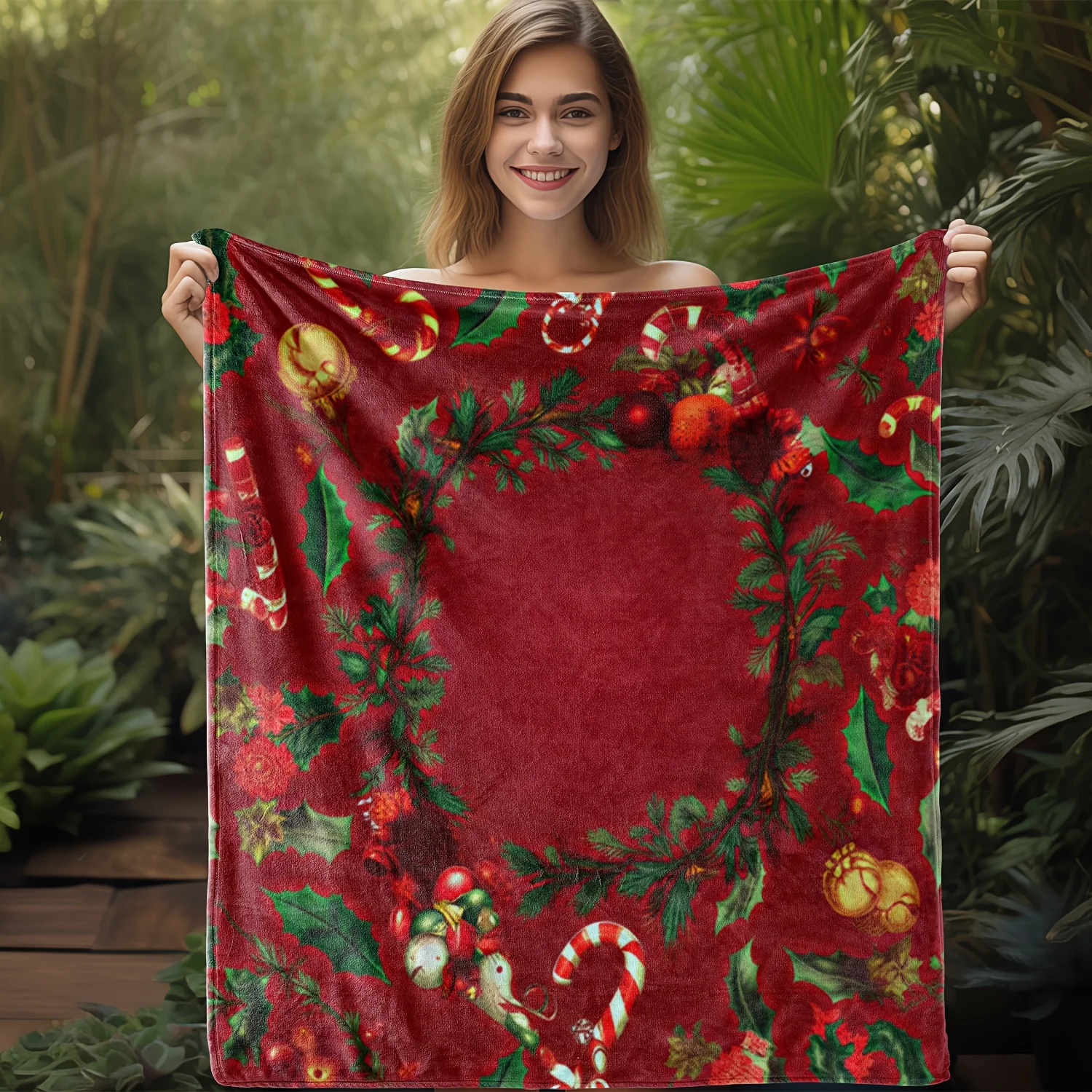 1pc of Flannel Blanket with Christmas-Themed Prints, Warm And Soft, Suitable for Sofa, Bed, Car, Office, Camping, And Travel. A