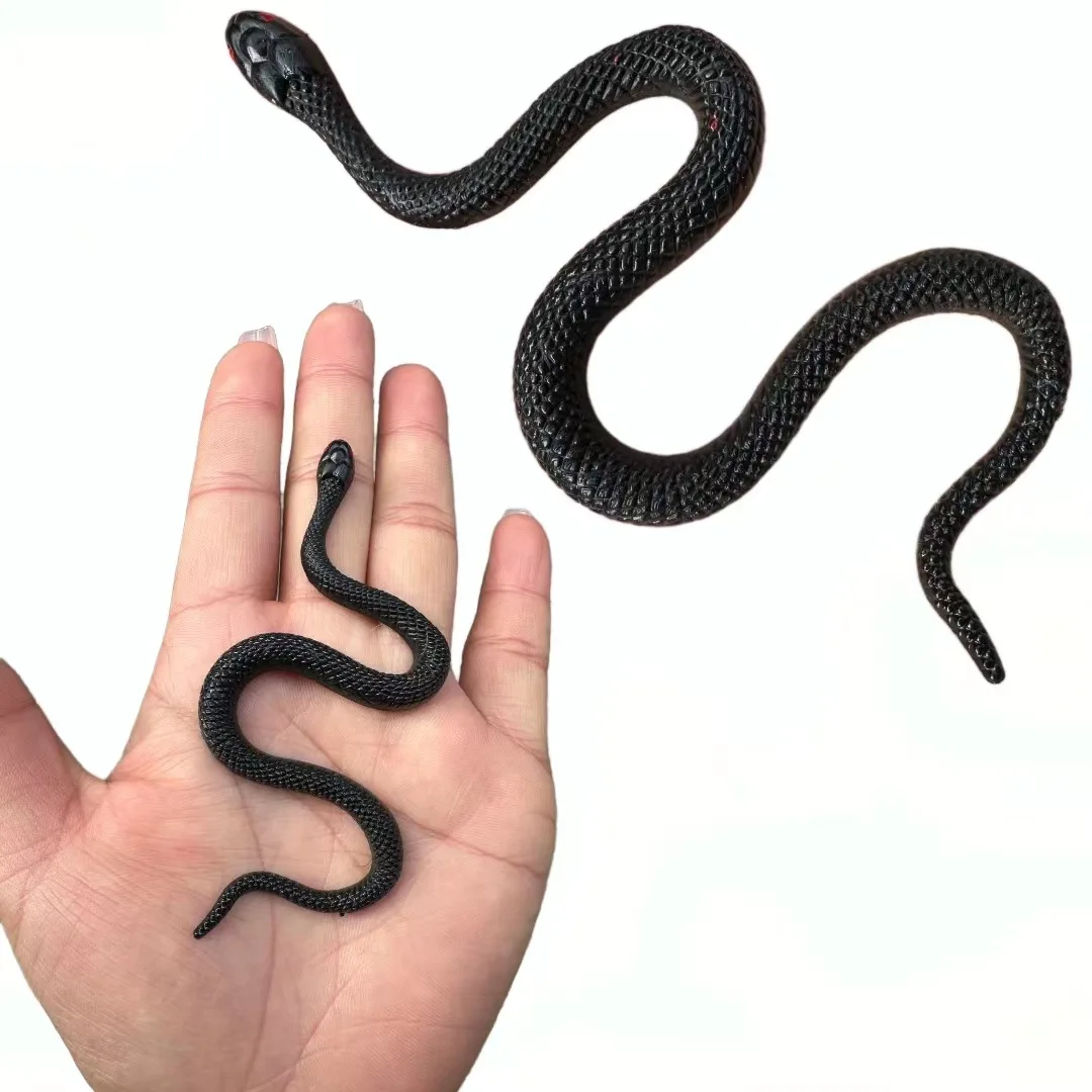 10Pcs Scary Black Soft Rubber Snake Novelty Fake Snake Toys Children Adults Favorite Halloween Party Prank Props Decor Fun Gifts