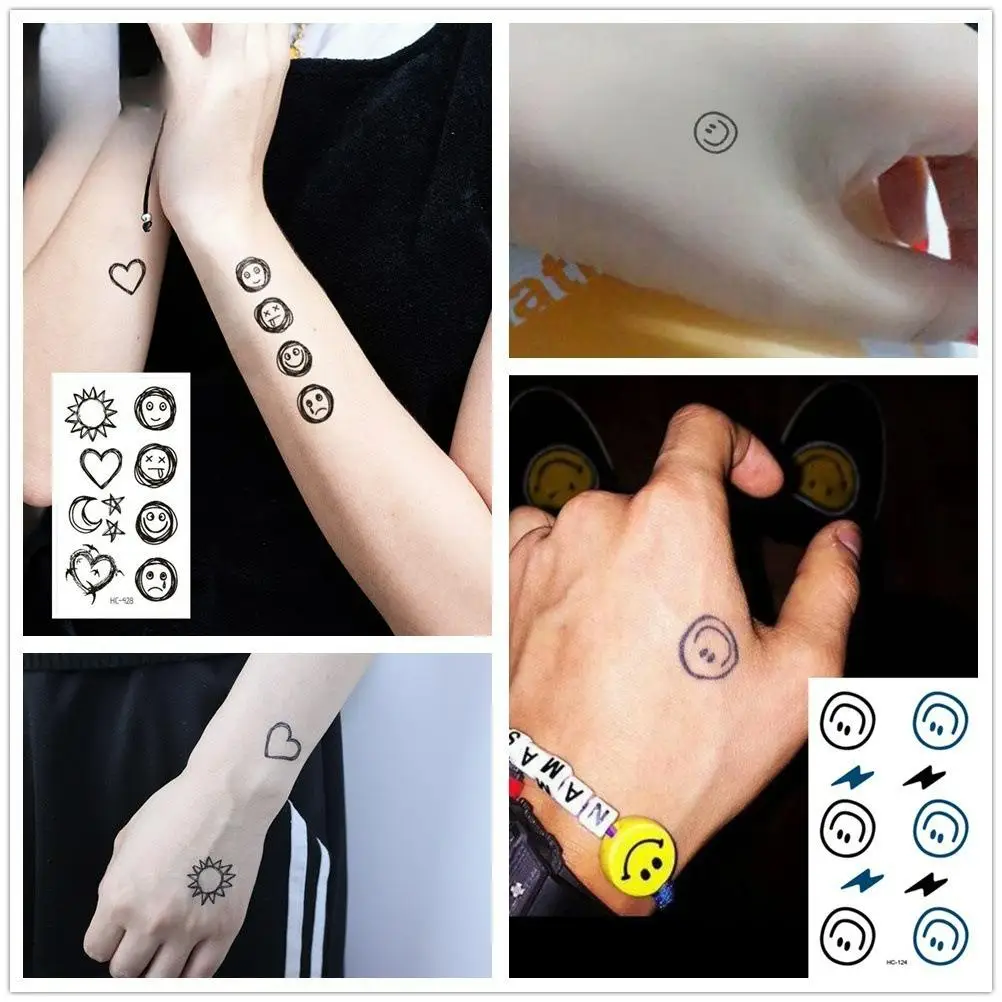 

2pcs English cat pentagram diamond Harajuku small tattoo stickers Waterproof Temporary Tattoos for men and women Fake Tattoo