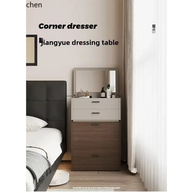 e1-  dressing table small bedroom modern simple small apartment dressing table bedside storage cabinet integrated