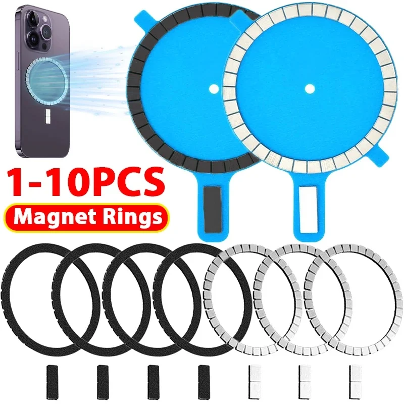 1-10 Magnetische Metallplatte Universeller Kreisring-Aufkleber Kompatibel mit MagSafe Kabelloser Ladung für Auto-Handyhalterung für iPhone 15