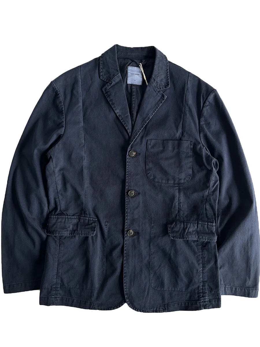 

Retro Waed Pure Cotton Vintage Jaet Loose Busin Casual Outerwear Men's Faion Ci Sle V-Ne Button up Coat