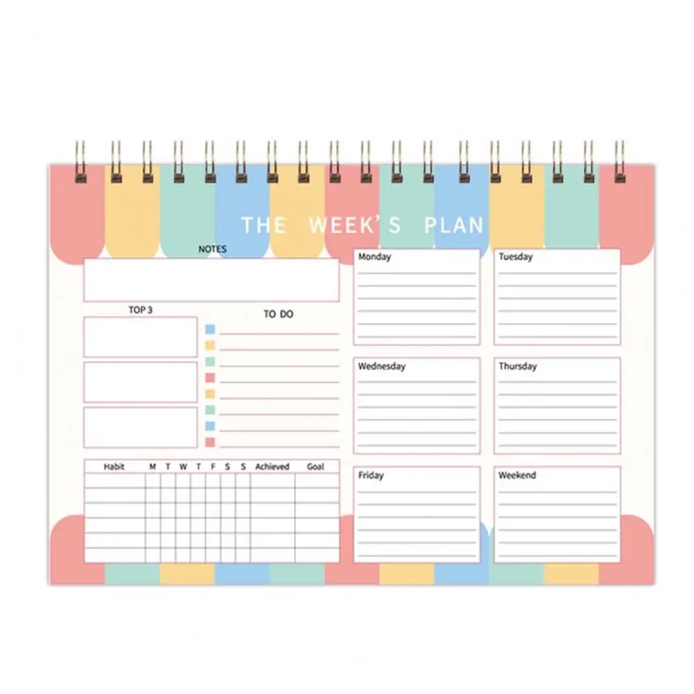 Durable To-do Planner Spiral Binding Weekly Planner Notepad for Women Men 52 Sheets Desk Organizer Pad Personal To-do for Office