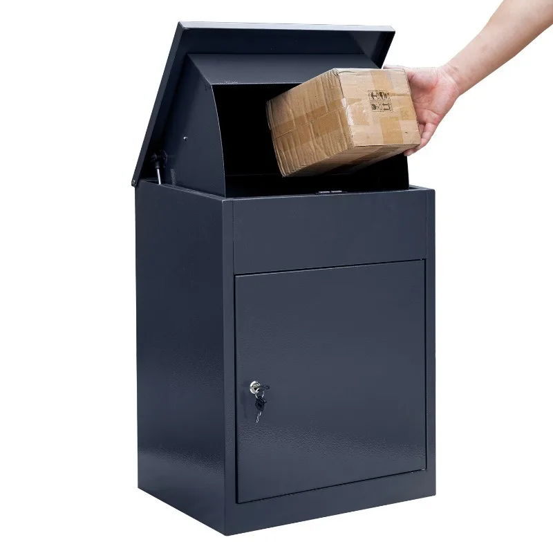 Dark Gray Waterproof Parcel Mailbox Large Houseuse Doorway Parcel Receiving Locker Keyless Anti-theft Security Metal Parcel Box