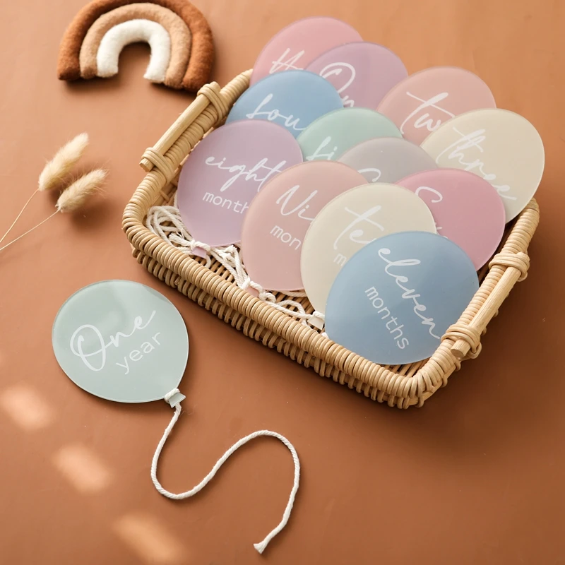 Newborn Photography Balloon Acrylic Photography Props Newborns Accessories Baby Gift Birth 13 Color Birthday Milestone Gifts