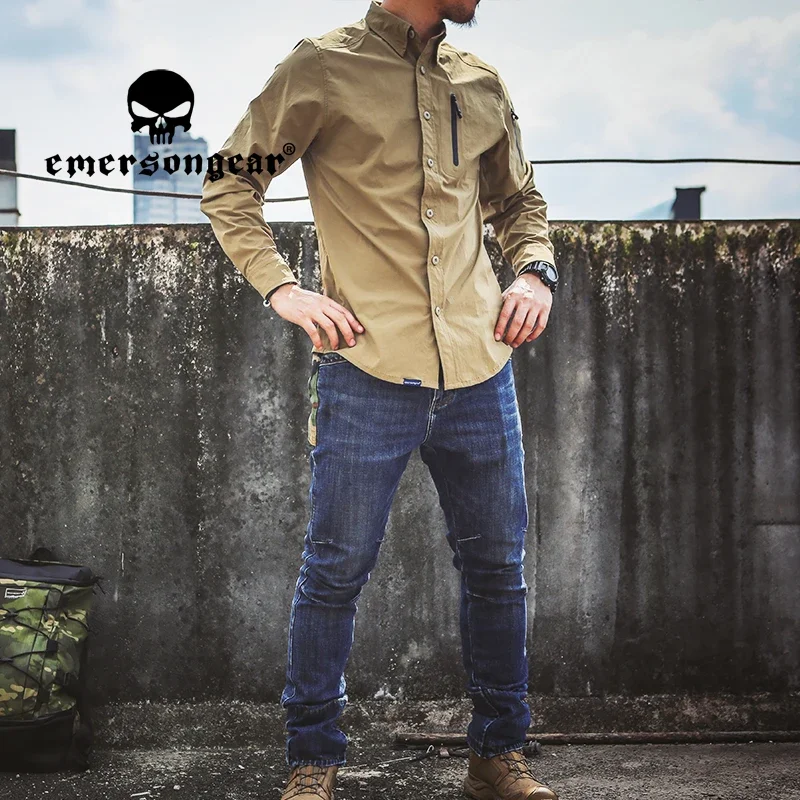 EMERSONGEAR Blue Label Tactical Triple Tech Tac-Shirt Outdoor Training Airsoft Shooting Hunting Multi Pocket Men T-shirt