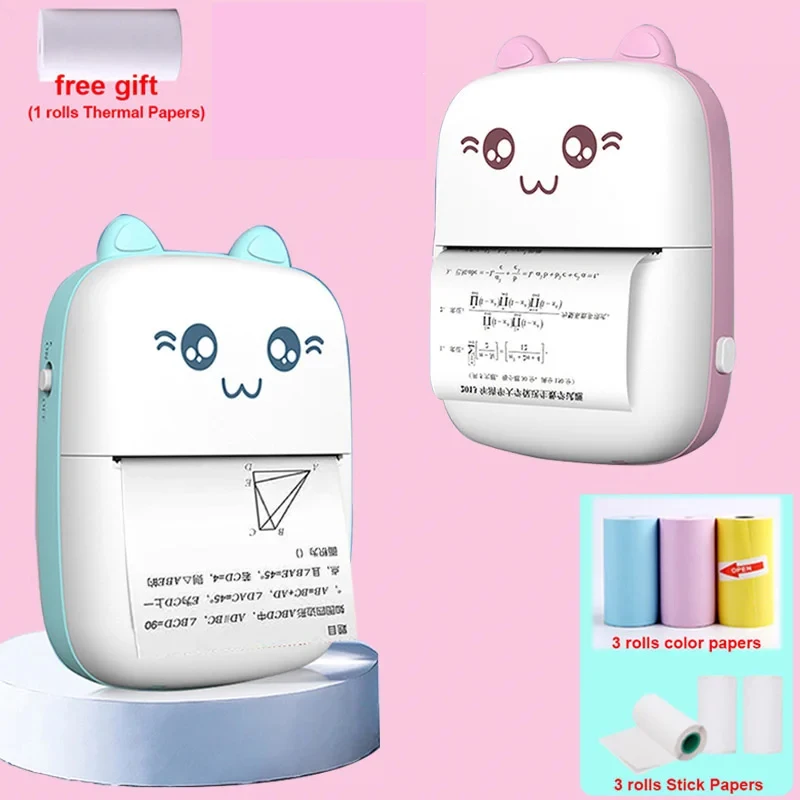 Portable MINI Printer CAT Print Paper Thermal Photo 58mm Printing Wireless Bluetooth Android IOS Printer Pocket Thermal Printer