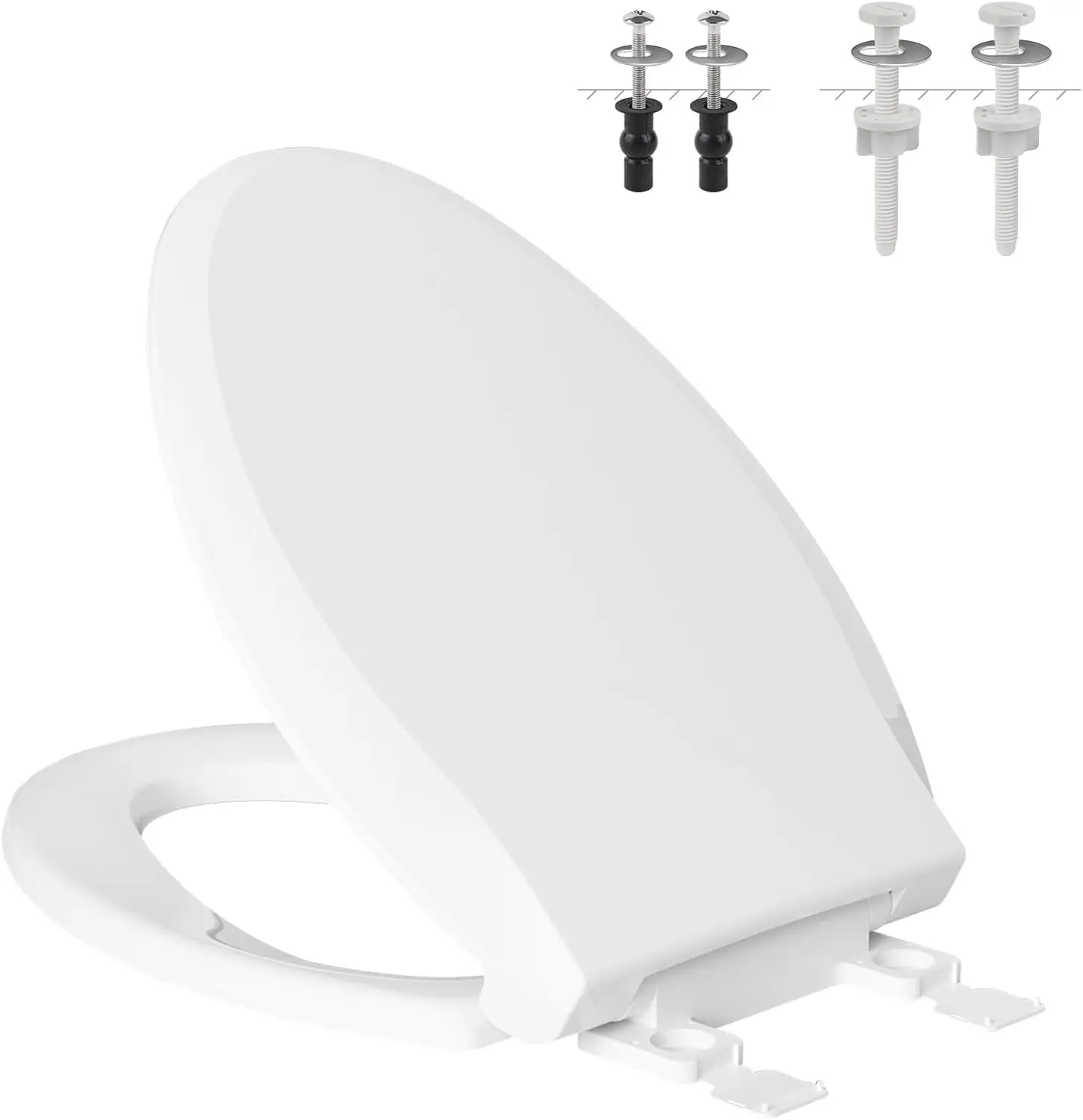 

Elongated Soft Close Toilet Seat with Oval Cover, Easy Install Non-Slip Bumpers for Home Bathroom Upgrade
