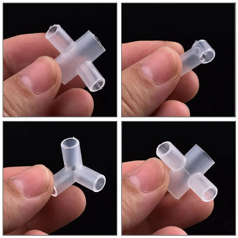 50Pcs Inner Dia 5-8mm DIY Handmade Architectural Model ,Plant Support Connector Tee Four Way Joint Pipe Adapter Fittings Shelf