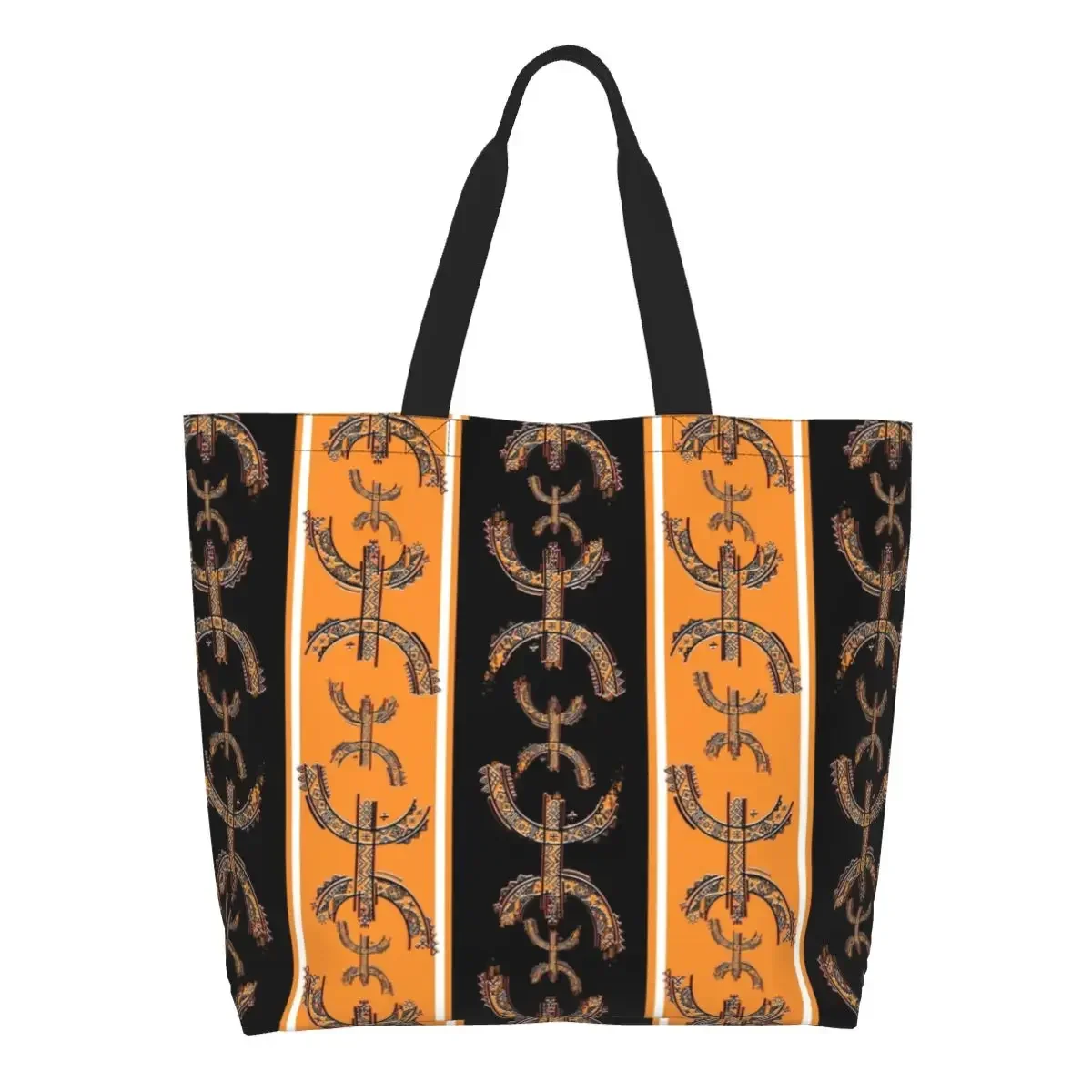 Recycling Z Imazighen Kabyle Shopping Bag Canvas Shoulder Tote  Washable Amazigh Ethnic Geometric Groceries Shopper s