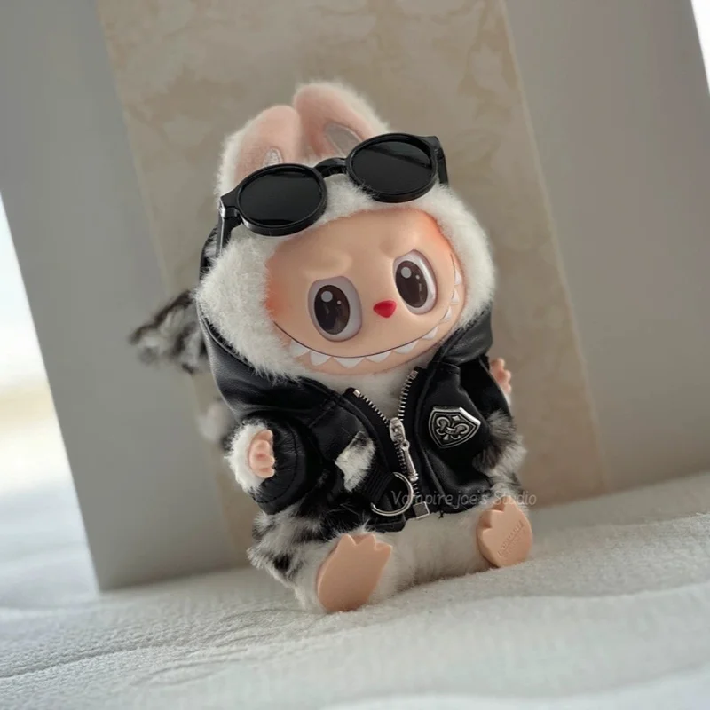 

17cm Labubu Baby Clothes Accessories 10cm Cotton Baby Clothes Spot Punk Leather Fur Clothes Fashionable Cool For Replace Suits