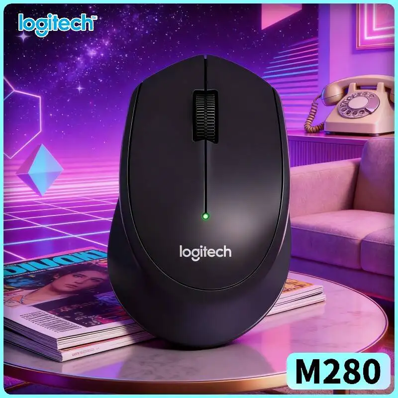 Logitech M280 Ergonomic Wireless Mouse Anti-Slip Textured Pads 2.4GHz Nano Receiver 10m Distance for Office PC Mac Linux