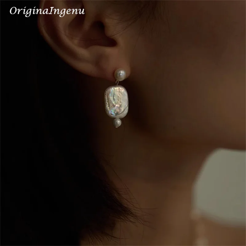 수제 유기농 바로크 진주 귀걸이, 14K 골드 필링 귀걸이, 변색 방지 쥬얼리, 여성 웨딩 쥬얼리
