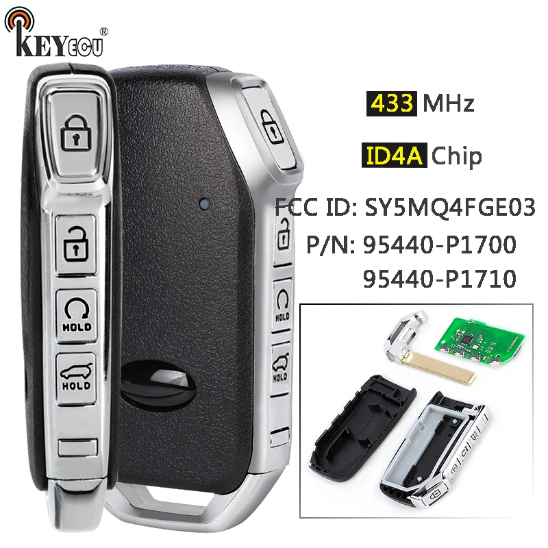 

KEYECU 433MHz ID4A Chip 95440-P1700 95440-P1710 SY5MQ4FGE03 Keyless-Go Smart Remote Key Fob for Kia Sportage 2022-2025