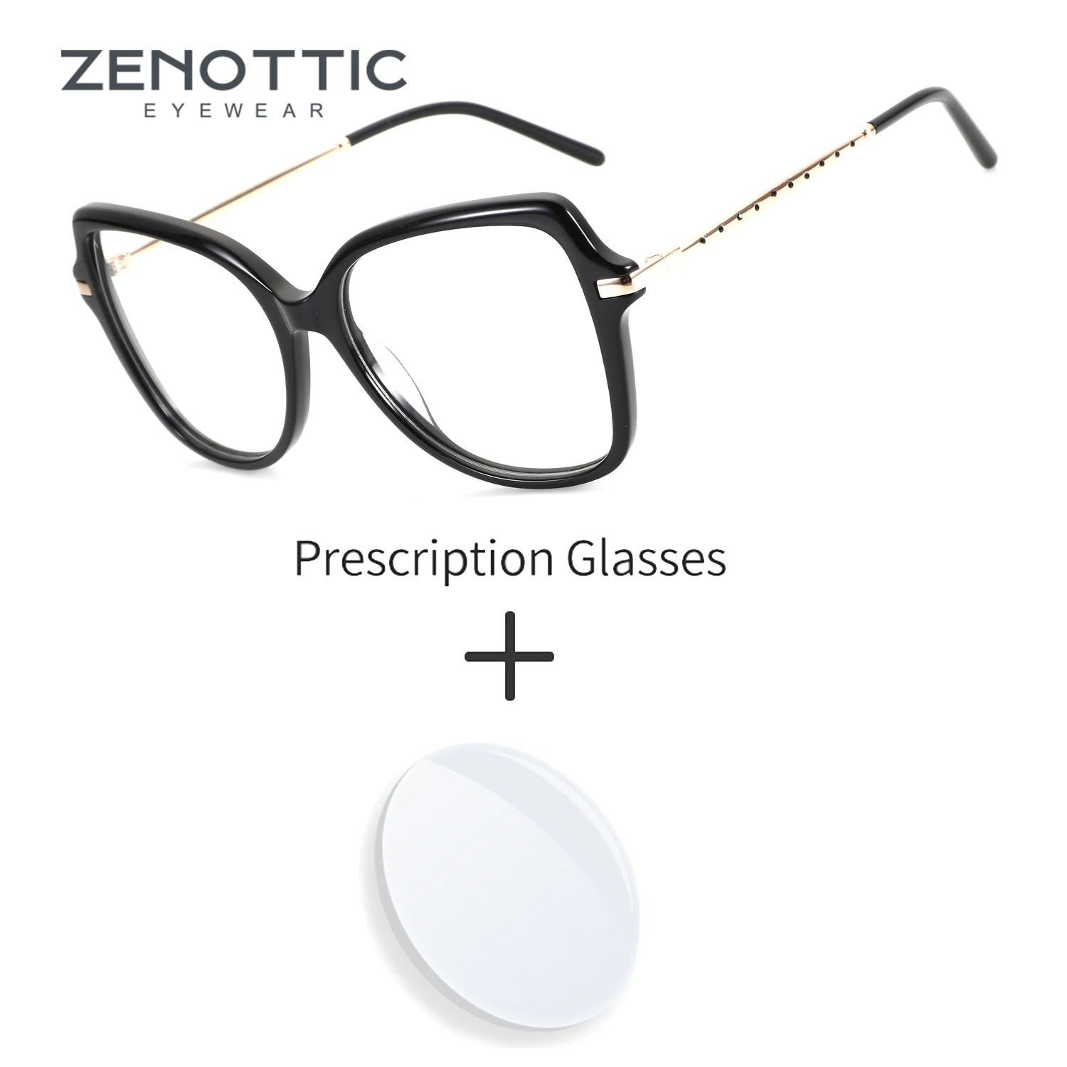 

ZENOTTIC (XL Size) Women Large Butterfly Frame Prescription Eyeglasses Handmade Acetate Photochromic Progressive Optical Glasses