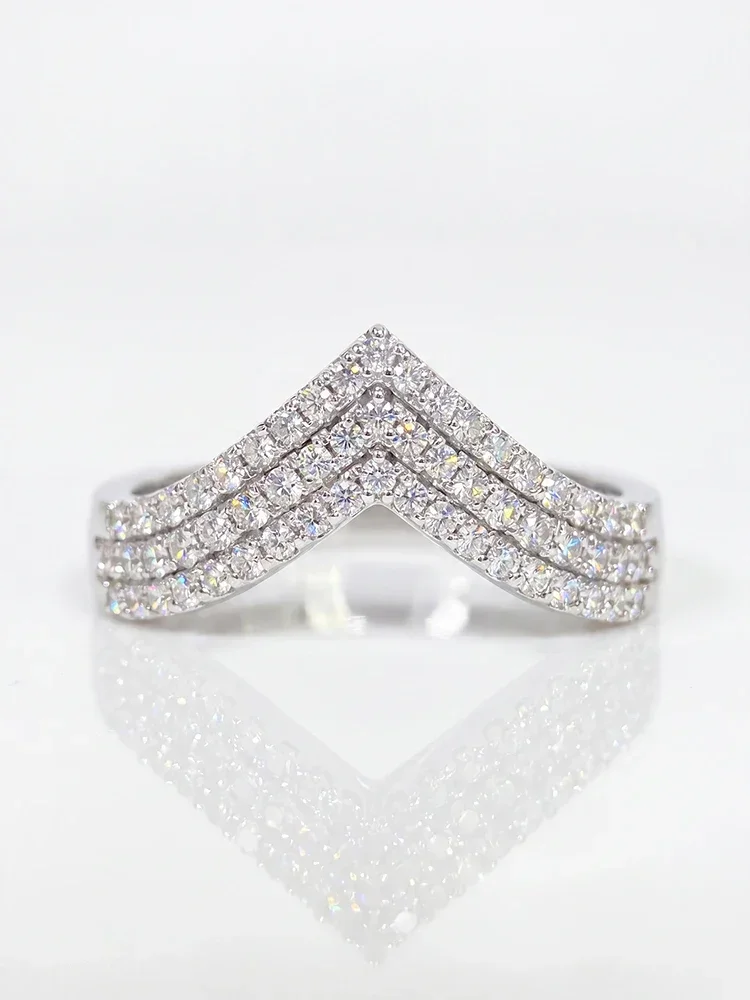 GRA Fashion Echte runde Moissanit-Diamant-V-förmige Ringe für Damen, Alltagskleidung, Jubiläumsfeier, 925er Sterlingsilber, edler Schmuck – Detail 4
