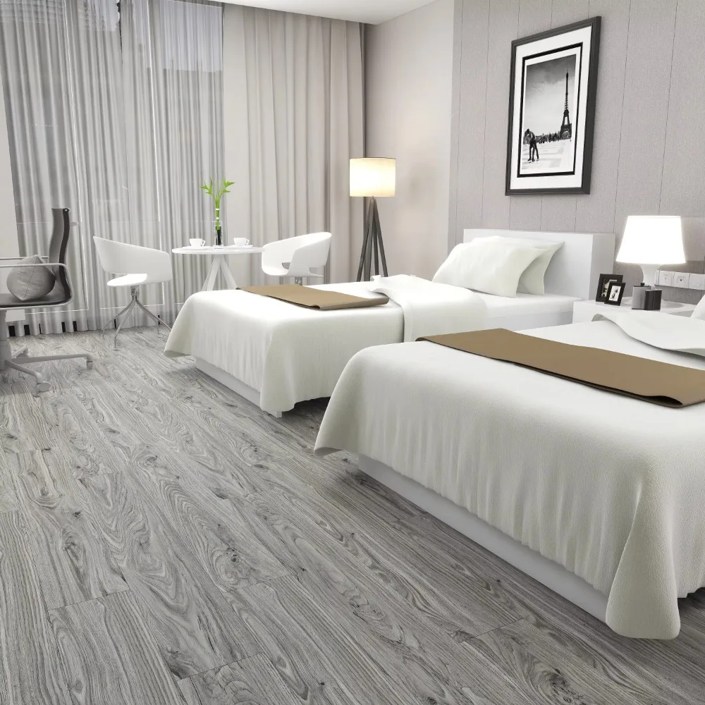 カスタマイズ版 モダン 100% オフィス向け ハードコア SPC プラスチックフロア 防水 エンボス加工 木目調