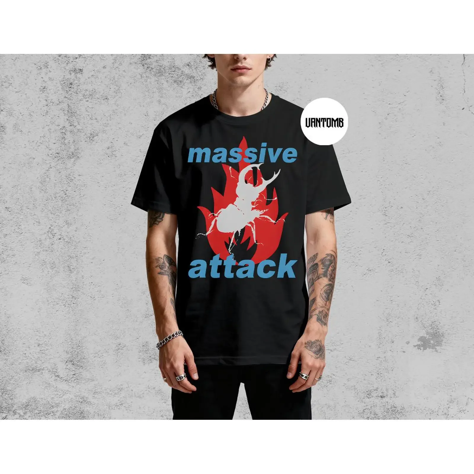 Massive Attack T Shirt amp More vintage Washed fashion Top For Everyday Wear Breathable Casual Versatile homme Unisex Soft