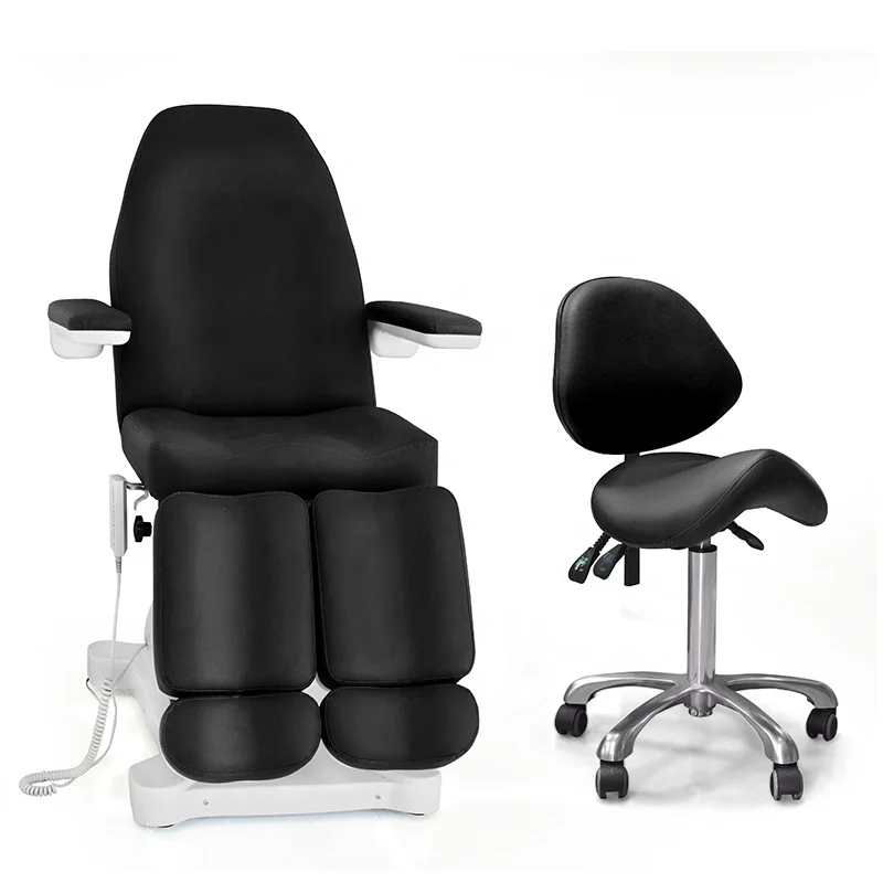 

Type Black Electric Beauty Salon Bed With Saddle Stool Chair Foot Spa Beauty Bed Chair for Sale
