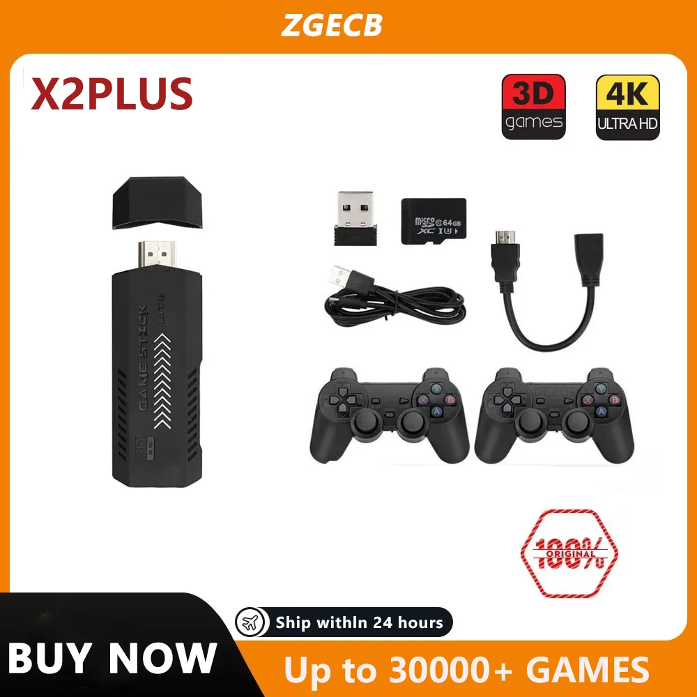 

Горячая новинка X2Plus Ретро игровая консоль 4K HD 3D игровая палка беспроводной контроллер встроенный 30 + симуляторы 30000 + игры PS1/N64