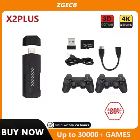 Hot New X2Plus Retro Video Game Console 4K HD 3D Gaming Stick Wireless Controller Built in 30+Simulators 30000+Games PS1/N64