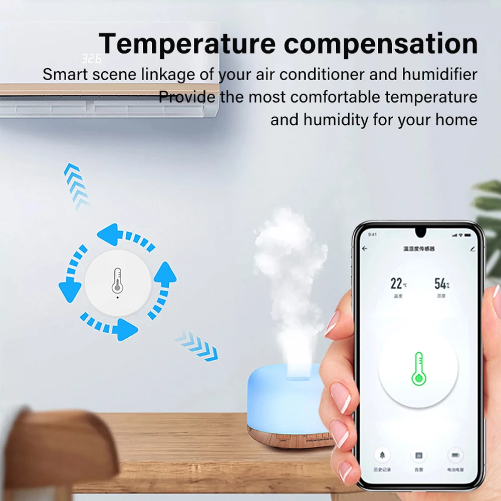 Tuya Zigbee 3.0 Temperature And Humidity Sensor Smart Life APP Real Time Monitoring DIY Linkage Works With Alexa Google Home