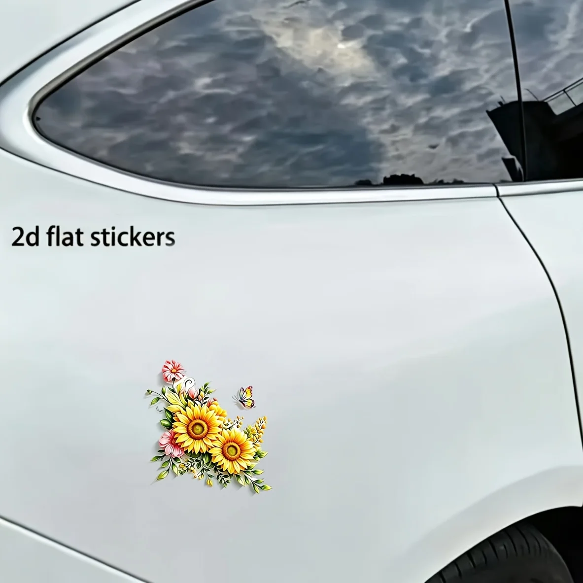 Sunflower Bouquet Butterfly Vinyl Sticker,Durable Decal For Car Laptop Truck Motorcycle Window Wall Glass Metal Ceramic Surfaces view 5