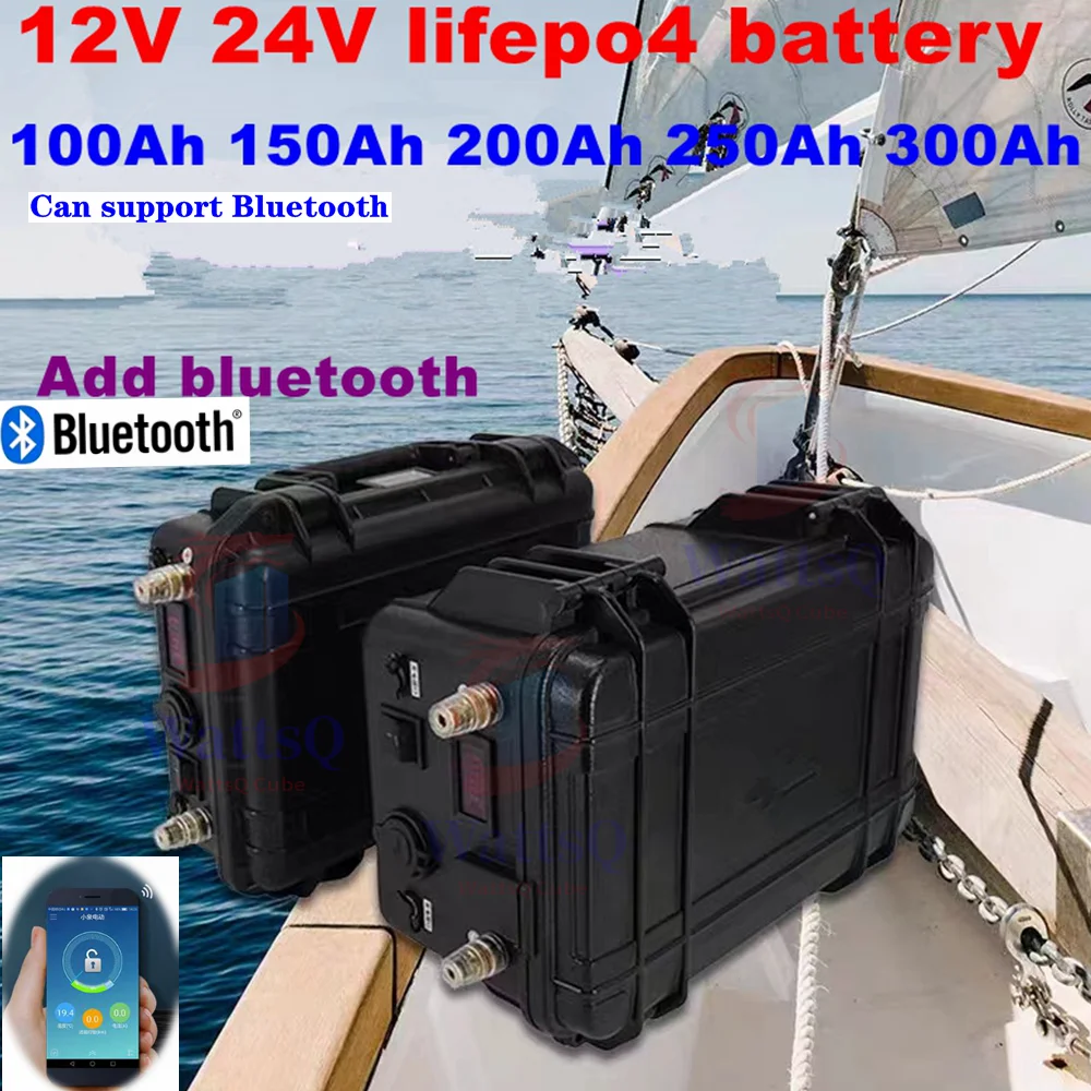 

12V 200AH 300Ah 24V 100Ah 150AH Lifepo4 lithium battery bluetooth BMS APP 12V Lithium iron phosphate battery + 20A Charger