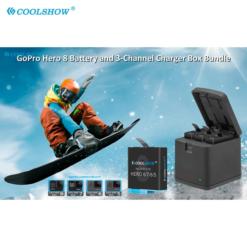 Аккумулятор на 1220 мА · ч для камеры gopro Hero 8 Hero 7 Hero 6 Hero 5 Black