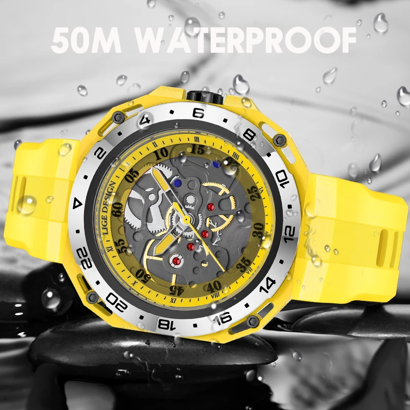 LIGE Outdoor Casual Quartz Men\'s Watches Sport Military Creative Man Watch Waterproof Luminous Silicone Strap Clock Reloj Hombre