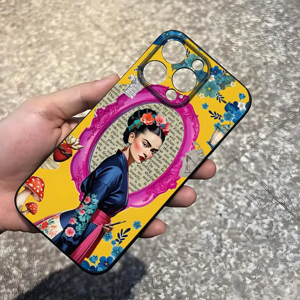 F-frida Kahlo Capa de telefone para iPhone 17 Pro Max 15 Pro 16 14 Plus 12 13 Mini 11 Pro Capa macia à prova de choque