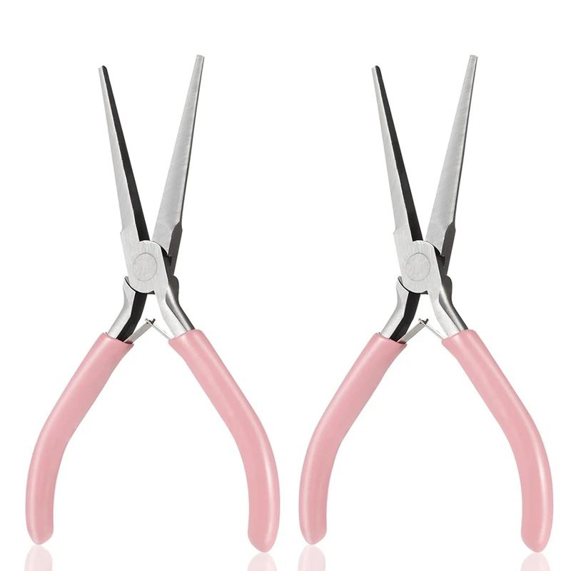 2 Pack Needle Nose Pliers, 6 Inch Long Nose Pliers Flat Nose Jewelry Pliers Small Nose Pliers Tools Wire Bending Pliers